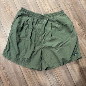 Vintage L.L.Bean Olive Green Nylon Shorts Elastic Waist Outdoor Size S